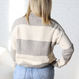 Verena Half Zip Striped Sweater