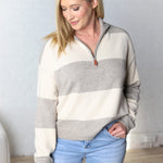 Verena Half Zip Striped Sweater