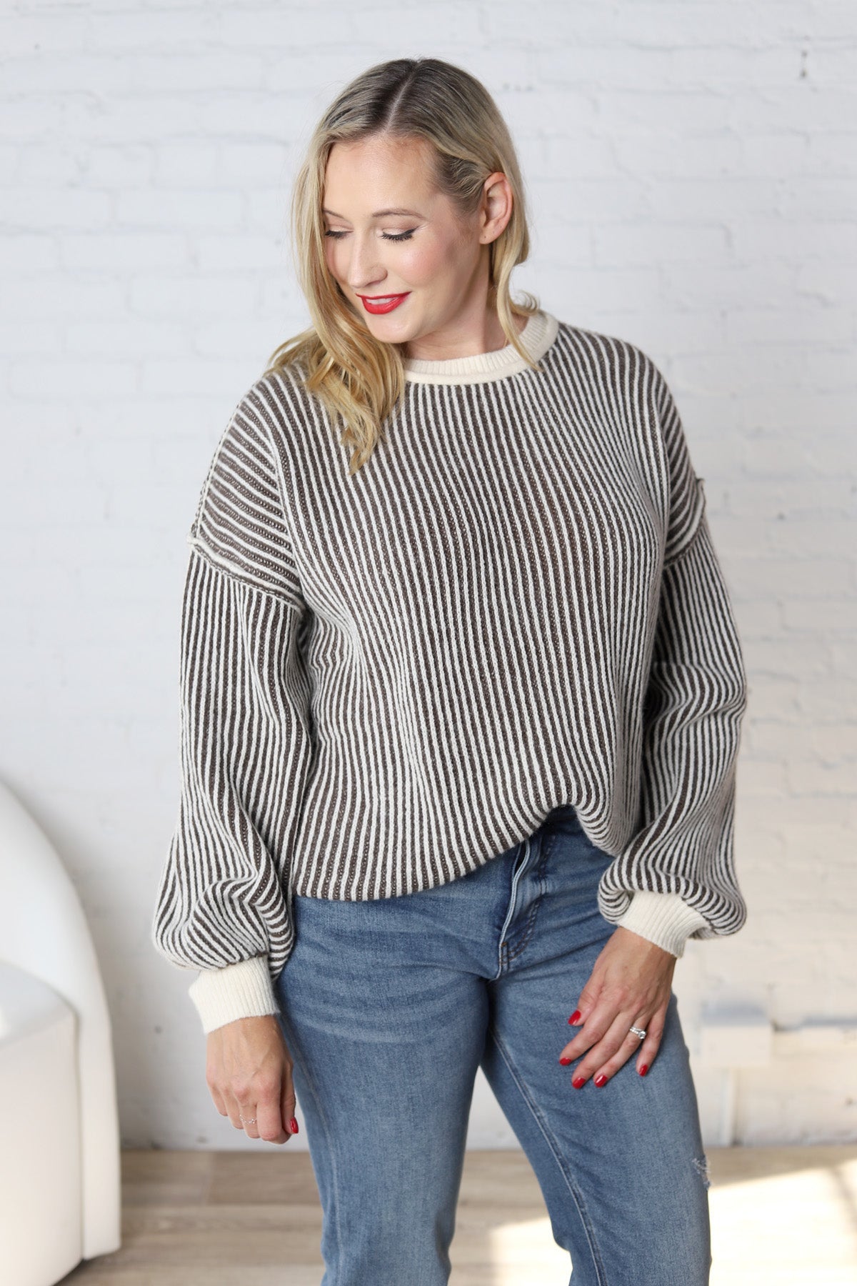 Verena Textured Stripe Detail Sweater