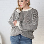 Verena Textured Stripe Detail Sweater