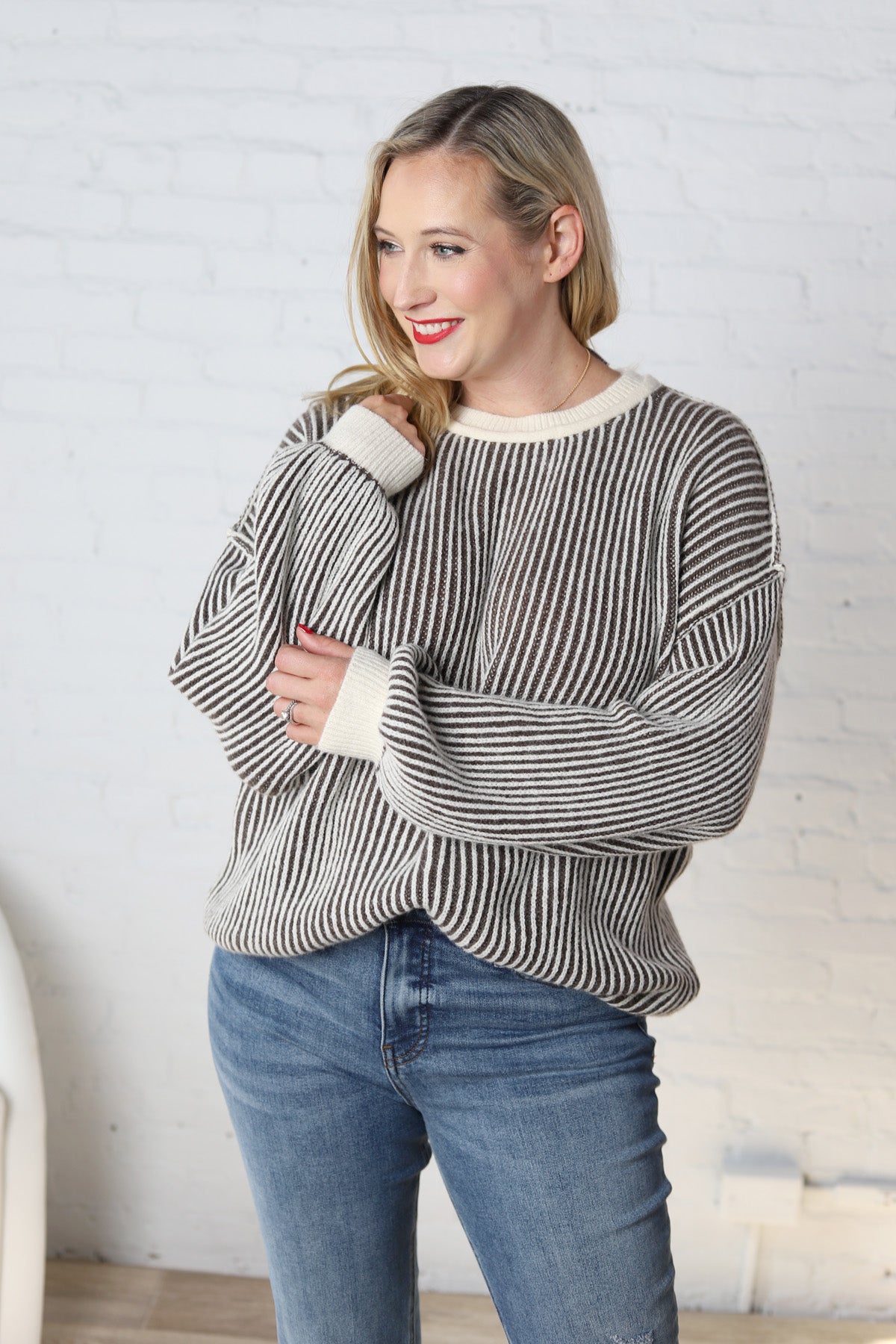 Verena Textured Stripe Detail Sweater