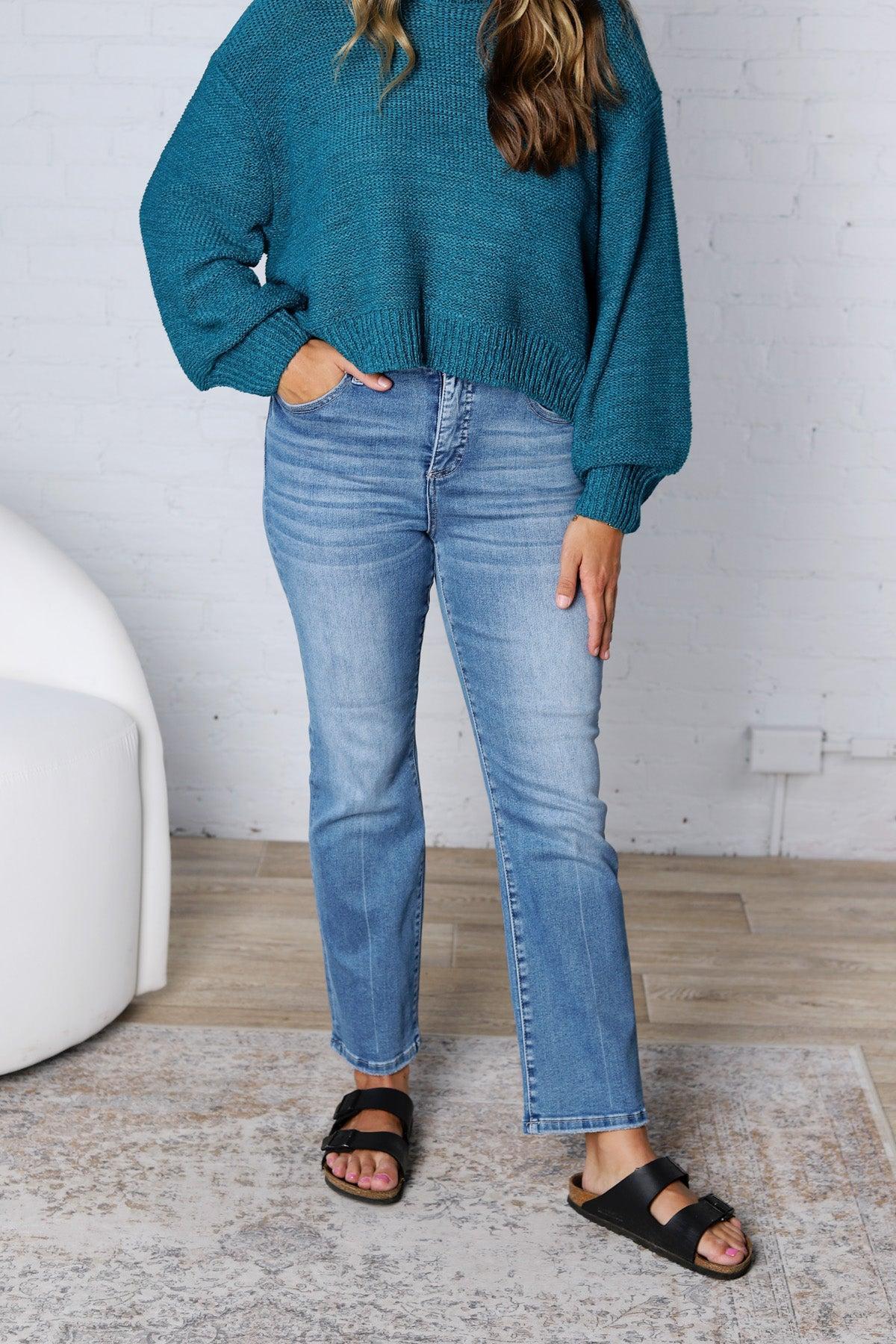 Vesper High Rise Crop Straight Jeans - Risen Jeans