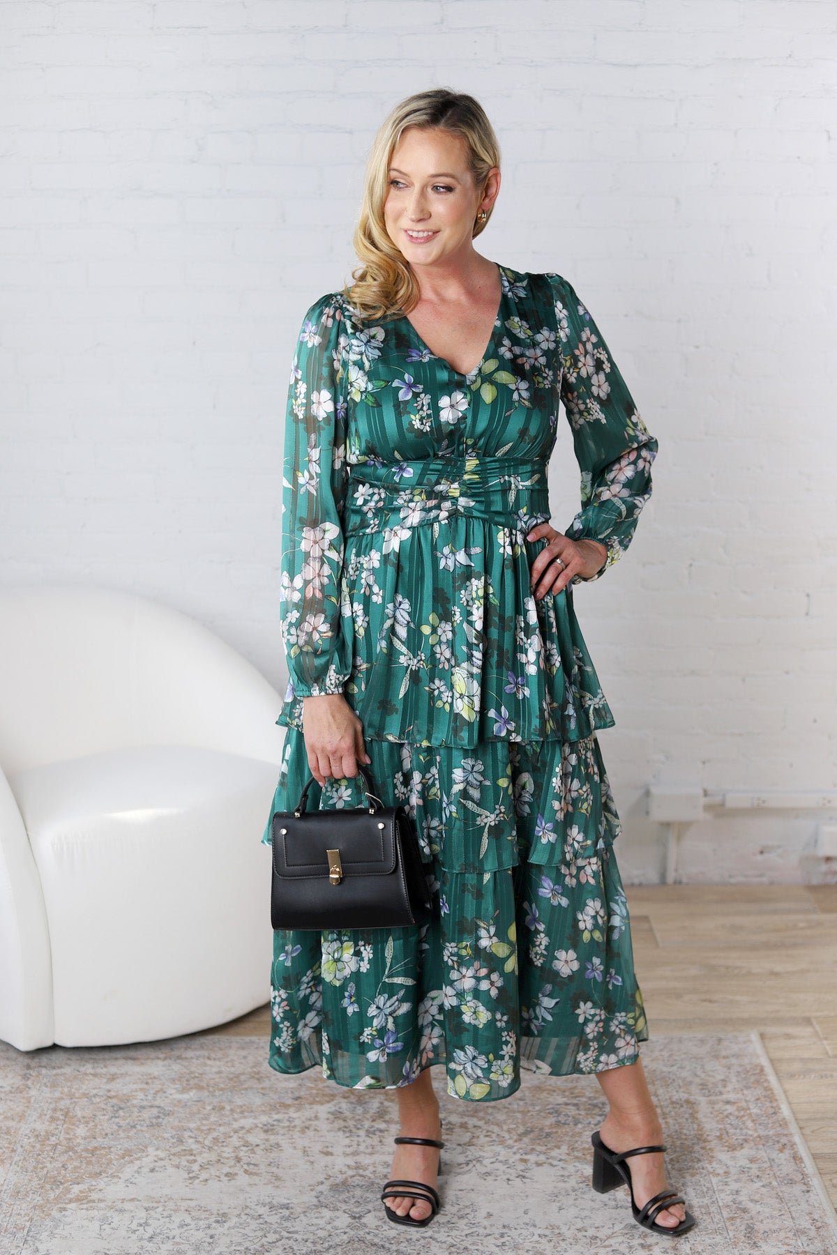 Victoria Tiered Maxi Dress - Forest Green