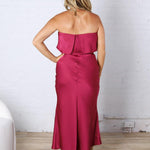 Vienna Strapless Midi Dress - Berry