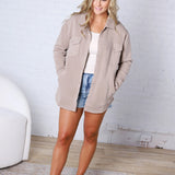 Vina Snap on Shacket with Pockets - Taupe