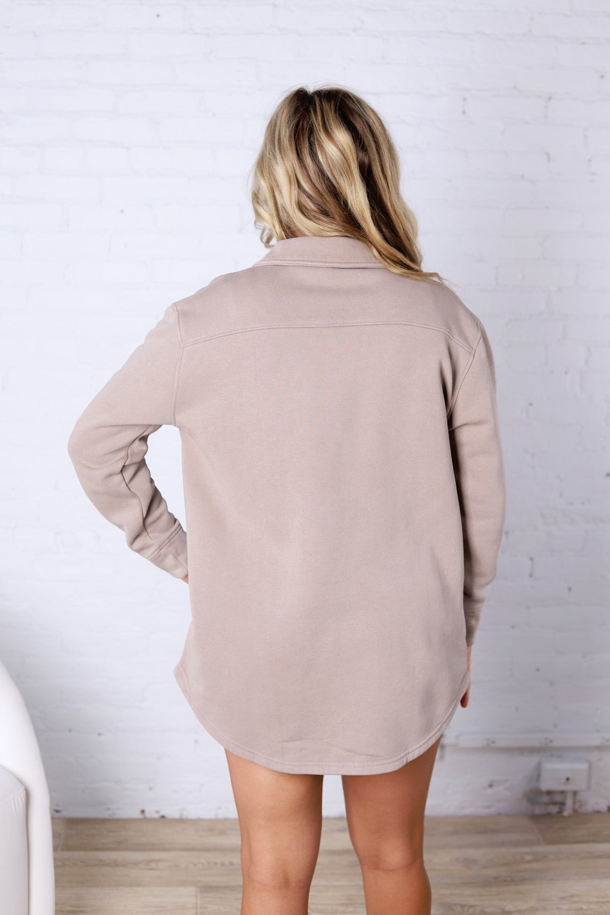 Vina Snap on Shacket with Pockets - Taupe