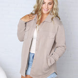 Vina Snap on Shacket with Pockets - Taupe