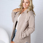 Vina Snap on Shacket with Pockets - Taupe