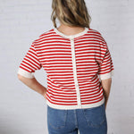 Vivy Contrast Trim S/S Sweater FINAL SALE