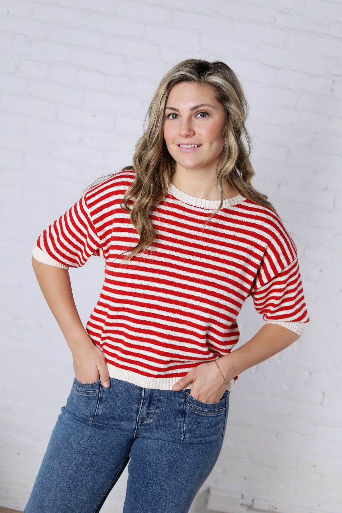 Vivy Contrast Trim S/S Sweater FINAL SALE
