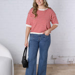 Vivy Contrast Trim S/S Sweater FINAL SALE