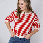 Vivy Contrast Trim S/S Sweater FINAL SALE