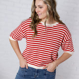 Vivy Contrast Trim S/S Sweater FINAL SALE
