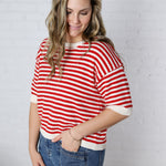 Vivy Contrast Trim S/S Sweater FINAL SALE