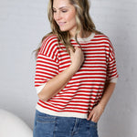 Vivy Contrast Trim S/S Sweater FINAL SALE