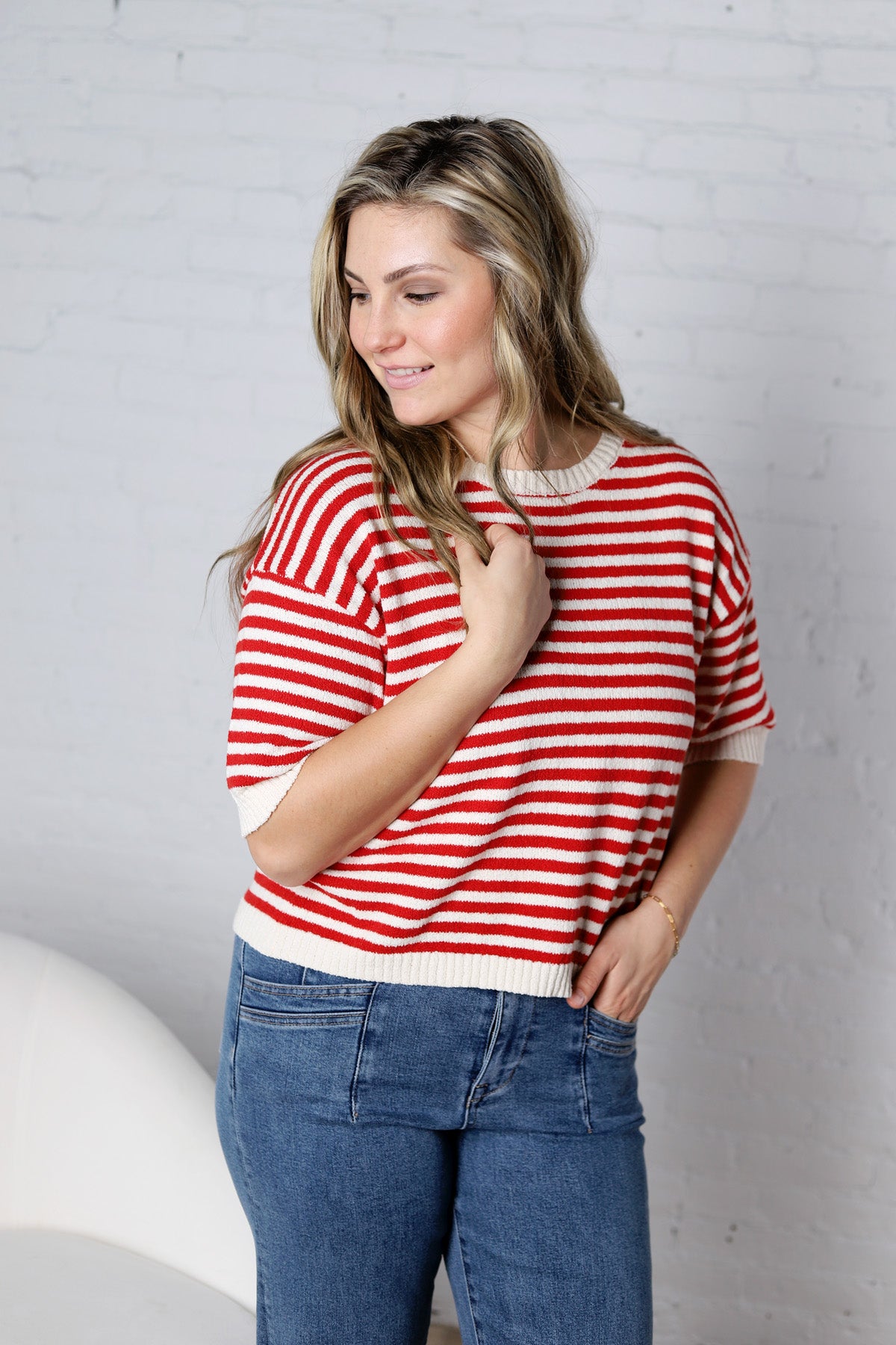 Vivy Contrast Trim S/S Sweater