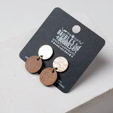 Walnut Disc Bushed Gold Earrings