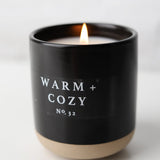 Warm + Cozy 12 oz Soy Candle - Black Stoneware