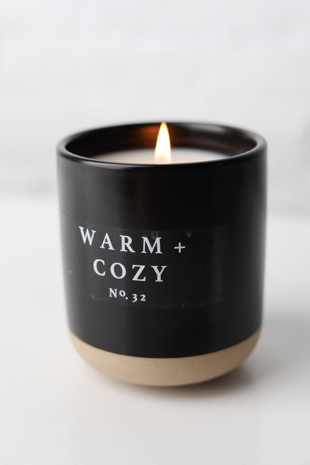 Warm + Cozy 12 oz Soy Candle - Black Stoneware