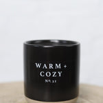 Warm + Cozy 12 oz Soy Candle - Black Stoneware