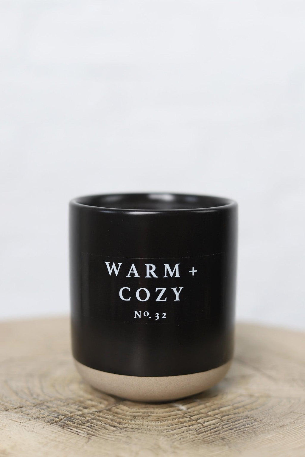 Warm + Cozy 12 oz Soy Candle - Black Stoneware