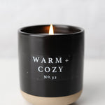 Warm + Cozy 12 oz Soy Candle - Black Stoneware