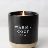 Warm + Cozy 12 oz Soy Candle - Black Stoneware