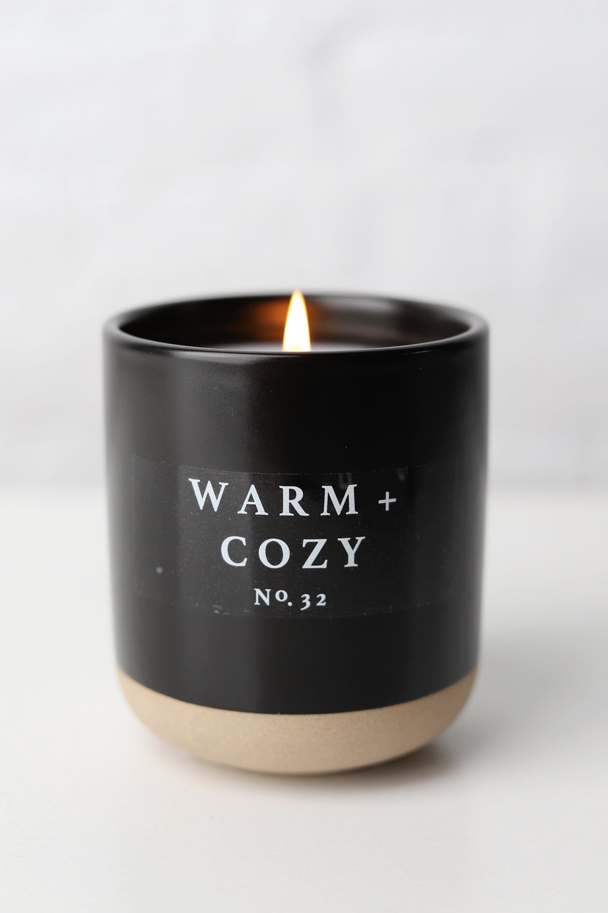 Warm + Cozy 12 oz Soy Candle - Black Stoneware