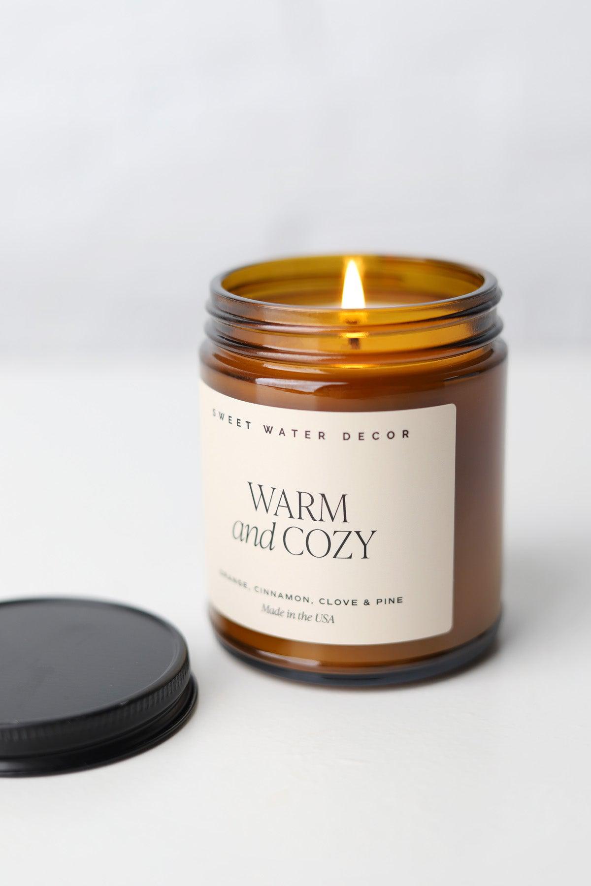 Warm + Cozy 9 oz Soy Candle - Amber Jar