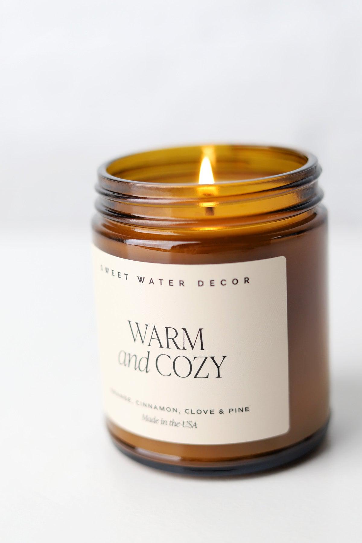 Warm + Cozy 9 oz Soy Candle - Amber Jar