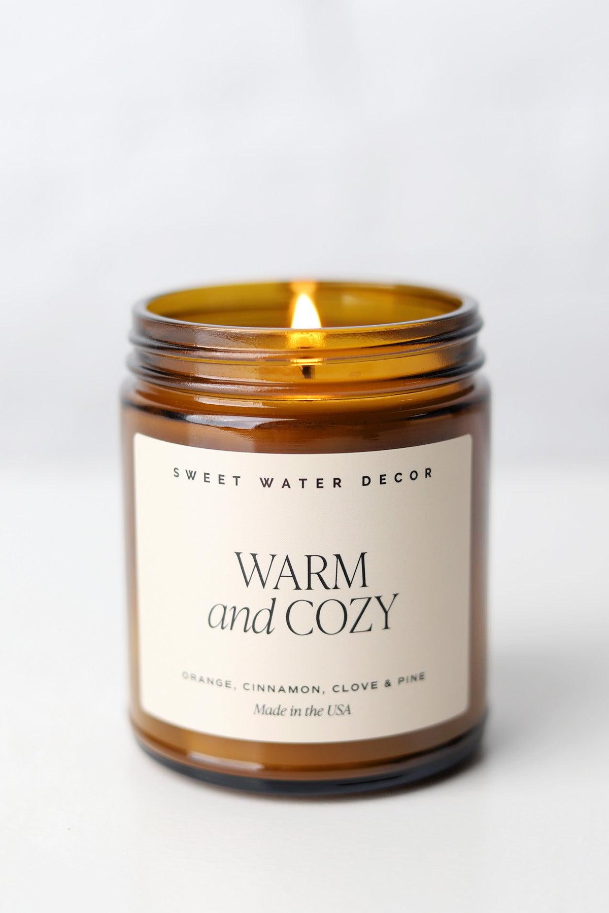 Warm + Cozy 9 oz Soy Candle - Amber Jar