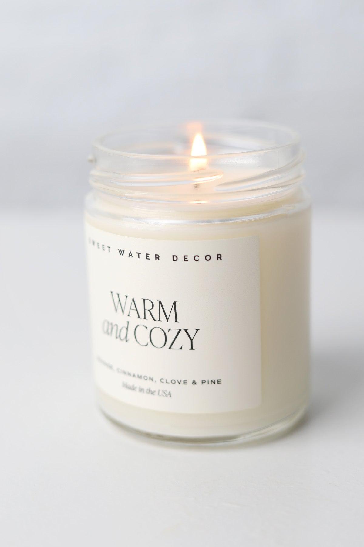 Warm + Cozy 9 oz Soy Candle - Clear Jar