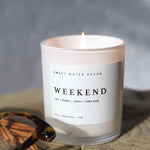 Weekend 11 oz. Soy Candle - White Jar Wood Lid Candle