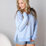 Weekender Stripe V-Neck by Z Supply - Barcelona Blue