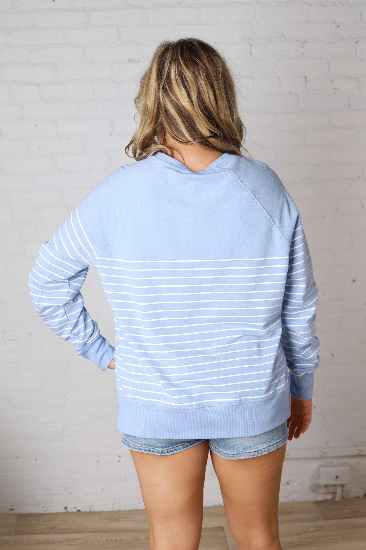 Weekender Stripe V-Neck by Z Supply - Barcelona Blue
