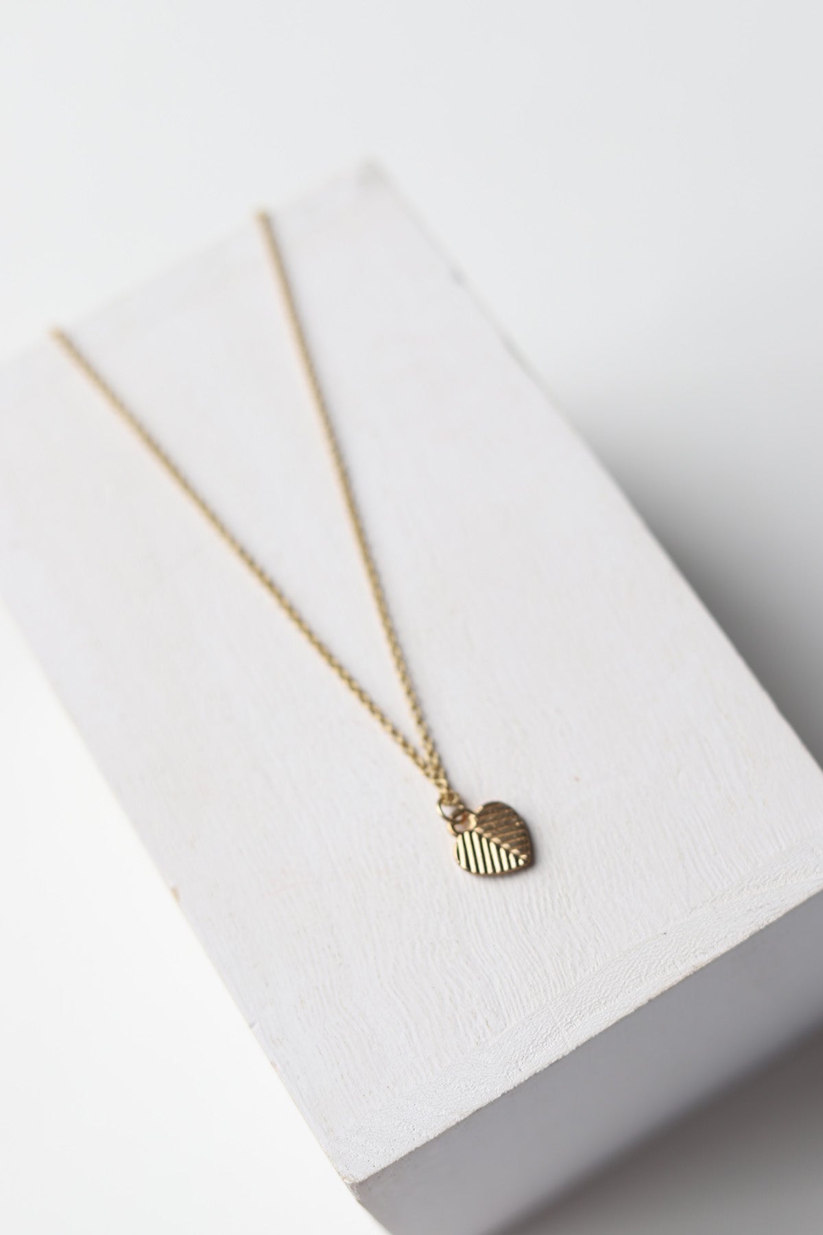 White Enamel Heart Necklace - Gold - Baubles + Bobbies