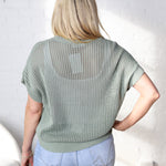 Willow Open-knit Dolman Sleeve Top - Sage Green