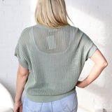 Willow Open-knit Dolman Sleeve Top - Sage Green