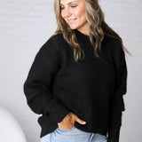 Winslet Cozy Crewneck Sweater - Black FINAL SALE
