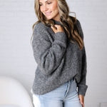 Winslet Cozy Crewneck Sweater - Gray FINAL SALE