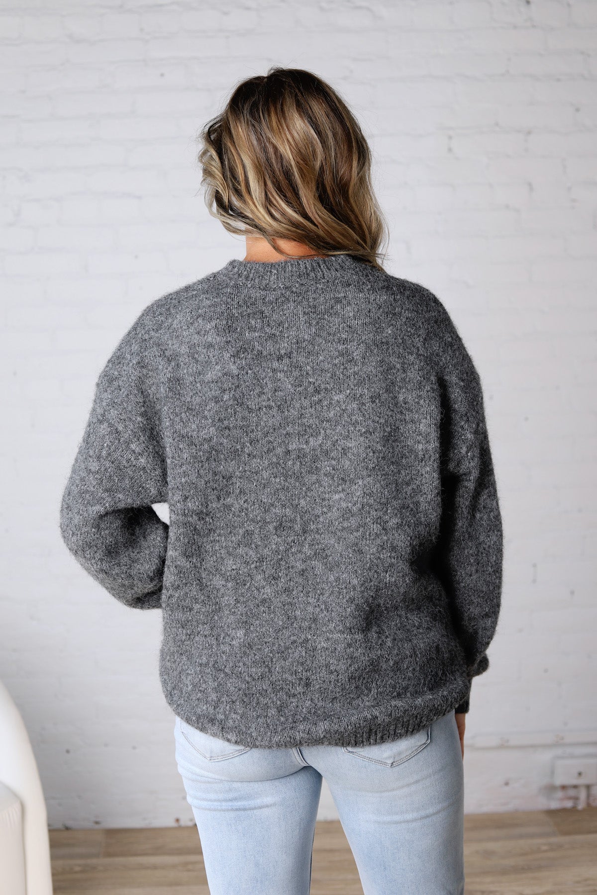 Winslet Cozy Crewneck Sweater - Gray FINAL SALE