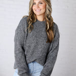 Winslet Cozy Crewneck Sweater - Gray FINAL SALE
