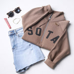 Women's Lila 1/2 Zip Sweatshirt - Brown Sugar