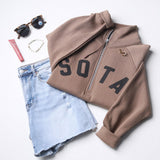 Women's Lila 1/2 Zip Sweatshirt - Brown Sugar