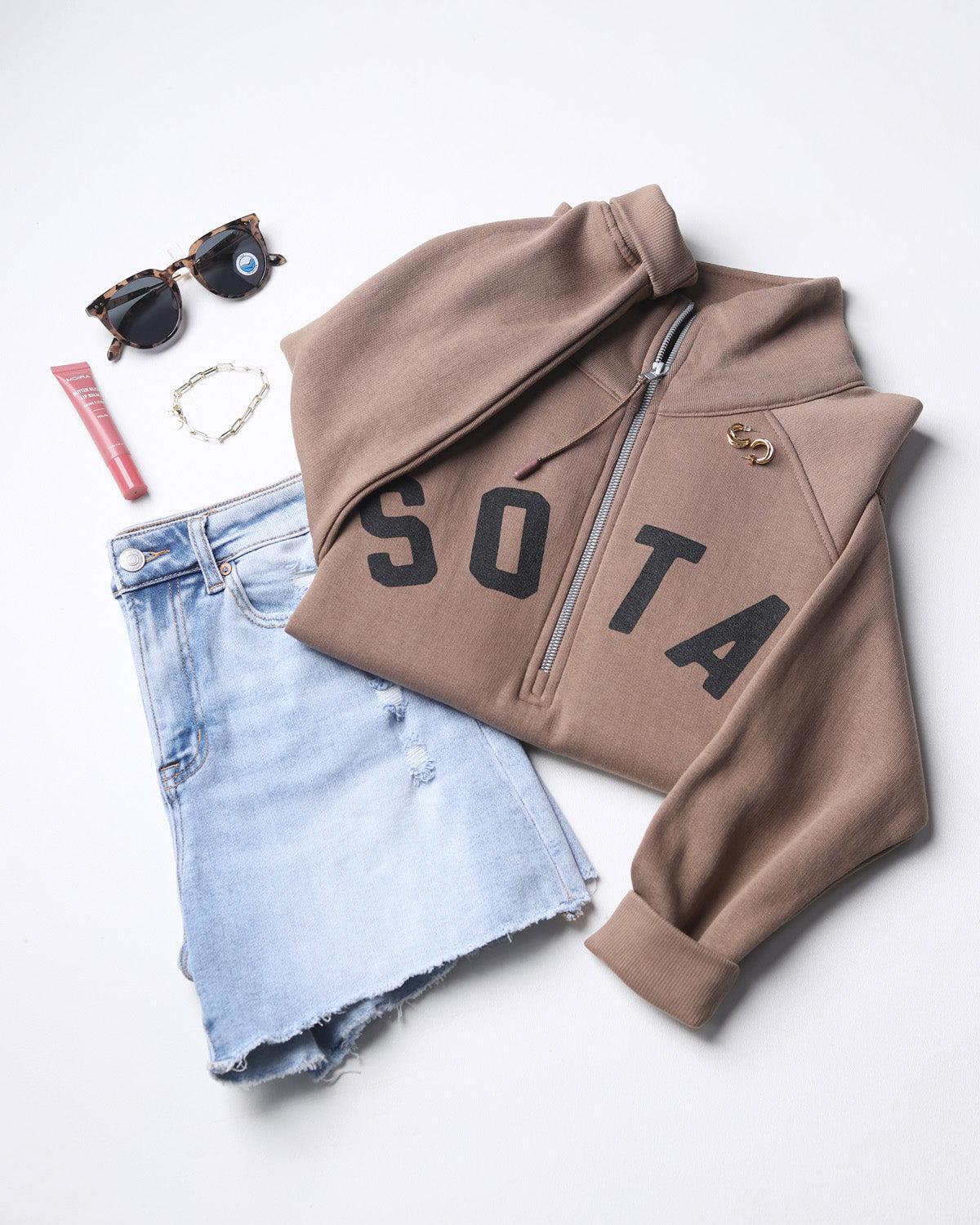 Women's Lila 1/2 Zip Sweatshirt - Brown Sugar