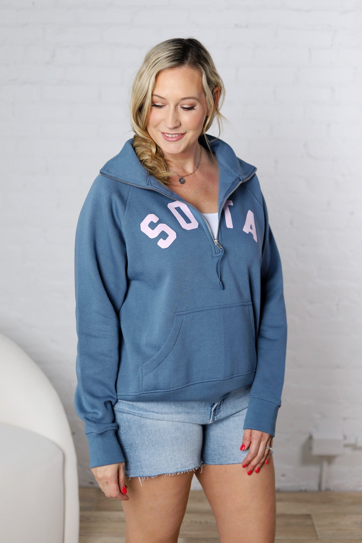 Women's Lila 1/2 Zip Sweatshirt - Pale Blue