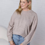 Wren Crew Neck Cable Knit Sweater - Mushroom