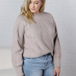 Wren Crew Neck Cable Knit Sweater - Mushroom