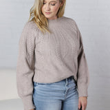 Wren Crew Neck Cable Knit Sweater - Mushroom