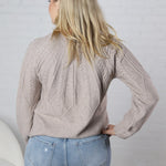 Wren Crew Neck Cable Knit Sweater - Mushroom